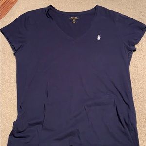 Navy blue juniors Ralph Lauren v neck shirt